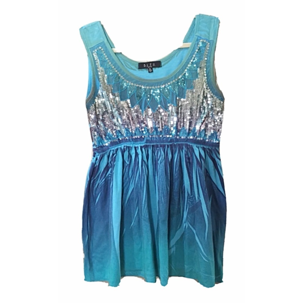 B.L.E.U.Sz PL Creased Sequined /Tulle Embllshd Top
